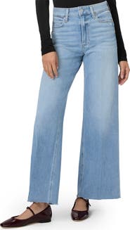 PAIGE Anessa Raw Hem High Waist Wide Leg Jeans