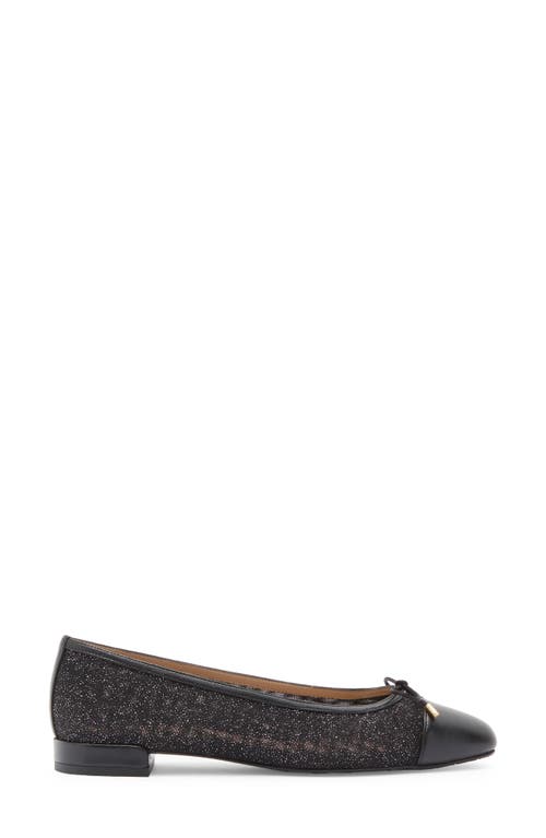 Stuart Weitzman Sleek Cap Toe Bow Flat In Black