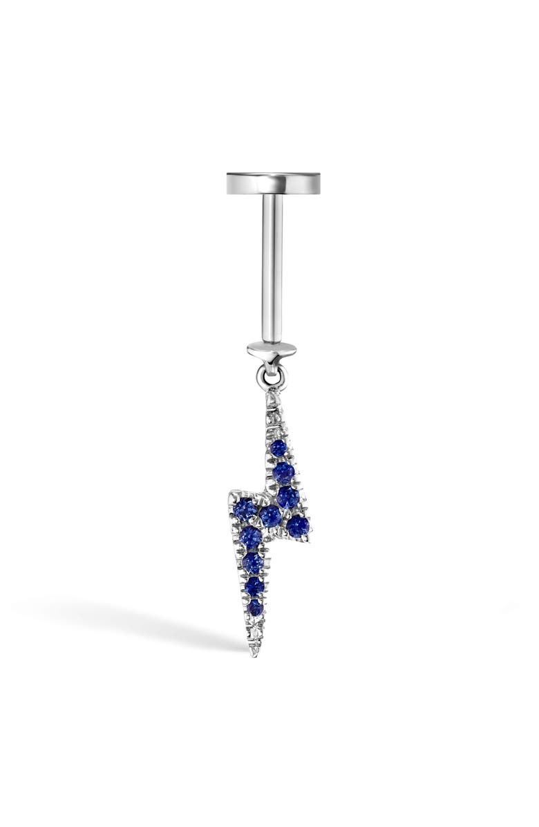 MARIA TASH 18K Gold Diamond & Sapphire Lightning Bolt Charm Earring, Alternate, color, White Gold