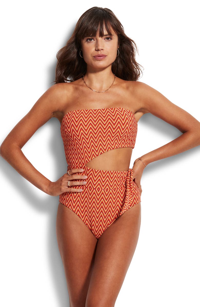 Seafolly Cleo Bandeau One-Piece Swimsuit, Alternate, color, 