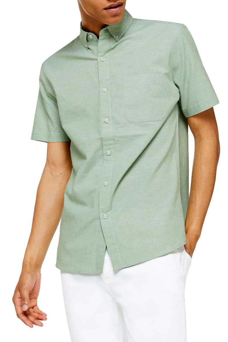 Stretch Skinny Fit Oxford Shirt, Main, color, OLIVE