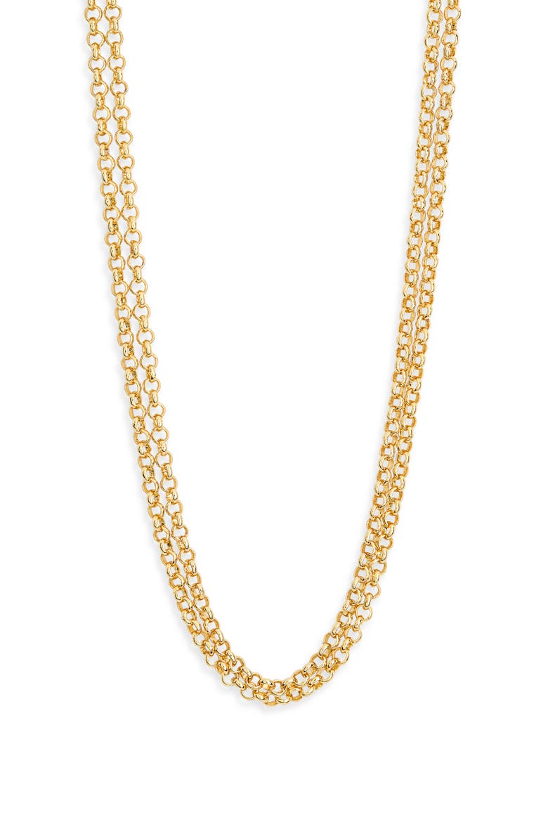 Double Chain Toggle Necklace, Main, color, GOLD
