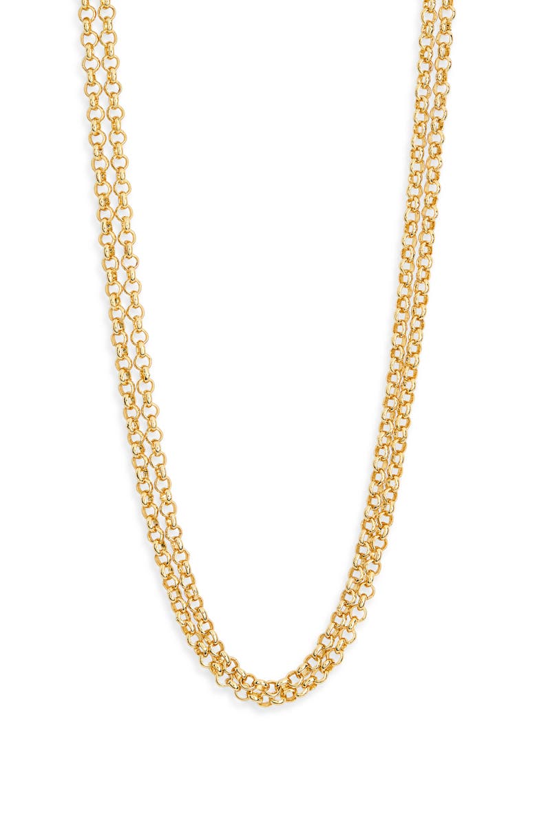 Argento Vivo Sterling Silver Double Chain Toggle Necklace, Main, color, Gold