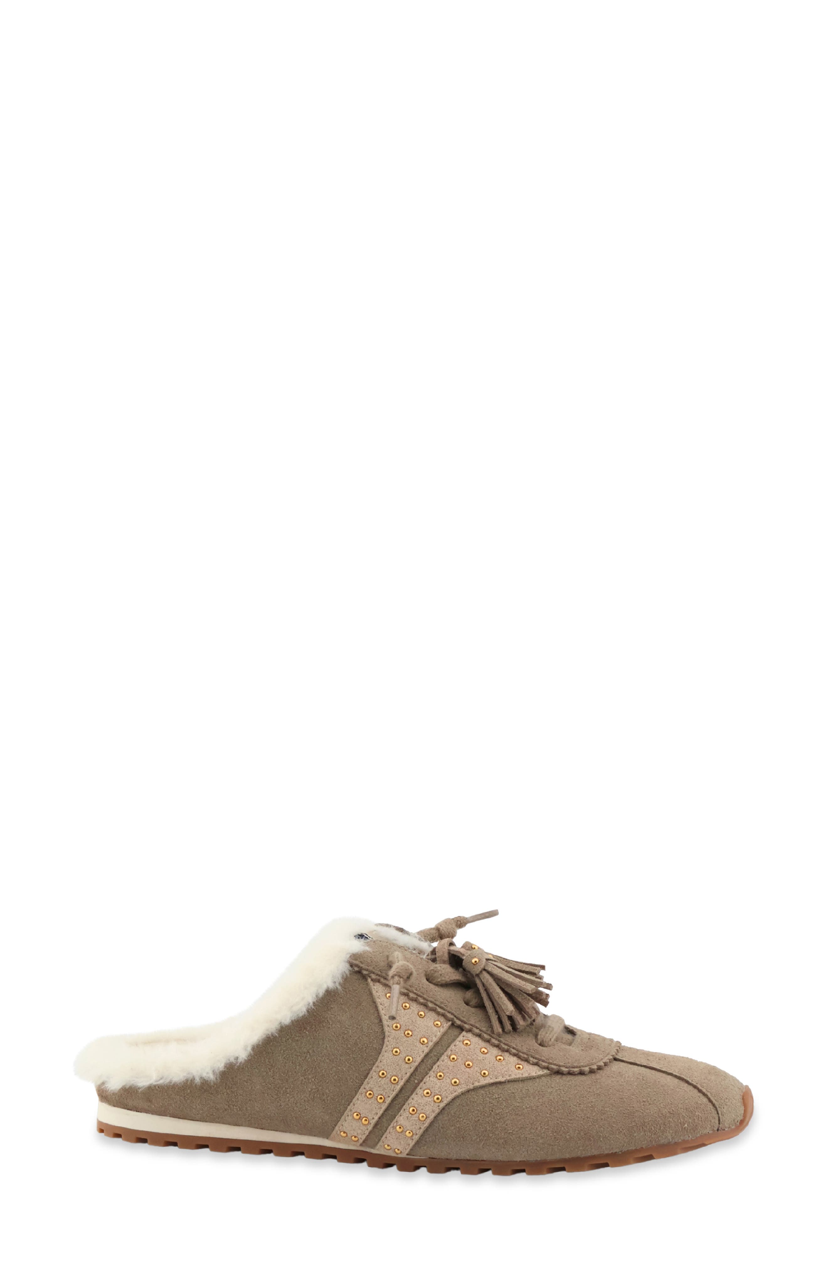 Patsy Faux Fur Lined Sneaker Mule, Main, color, TAUPE SUEDE
