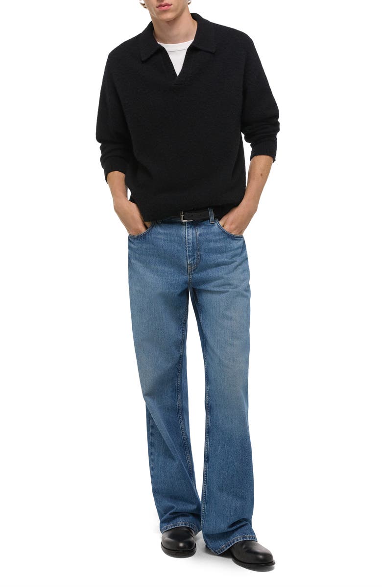 Helmut Lang Brushed Wool & Cashmere Polo Sweater, Alternate, color, Black