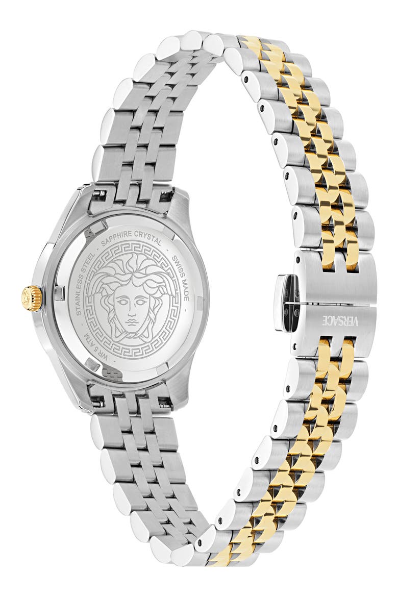 Petite Greca Time Bracelet Watch, 30mm, Alternate, color, IP TWO TONE GREEN
