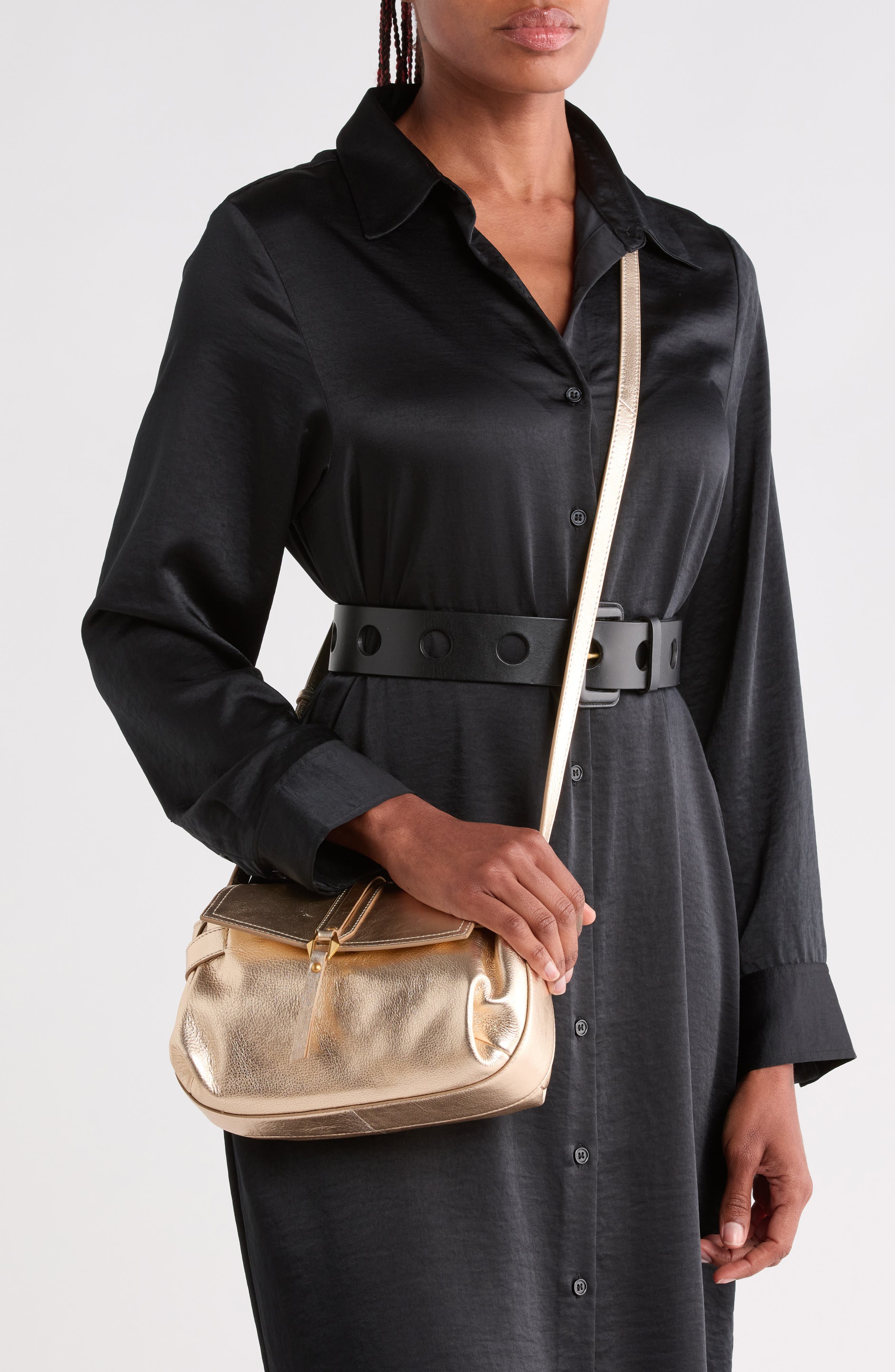 Nelly Metallic Leather Crossbody Bag, Alternate, color, EGYPTIAN GOLD METALLLIC PEBBLE
