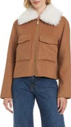 Kate Spade Wool Blend Jacket with Removable Faux Shearling Collar