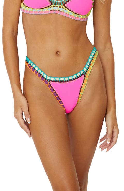 Colorful Whipstitch Trim Bikini Bottoms