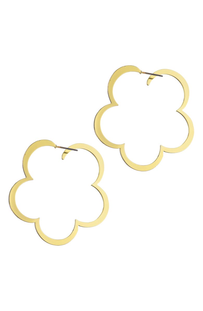 Adornia Clover Hoop Earrings, Main, color, Gold
