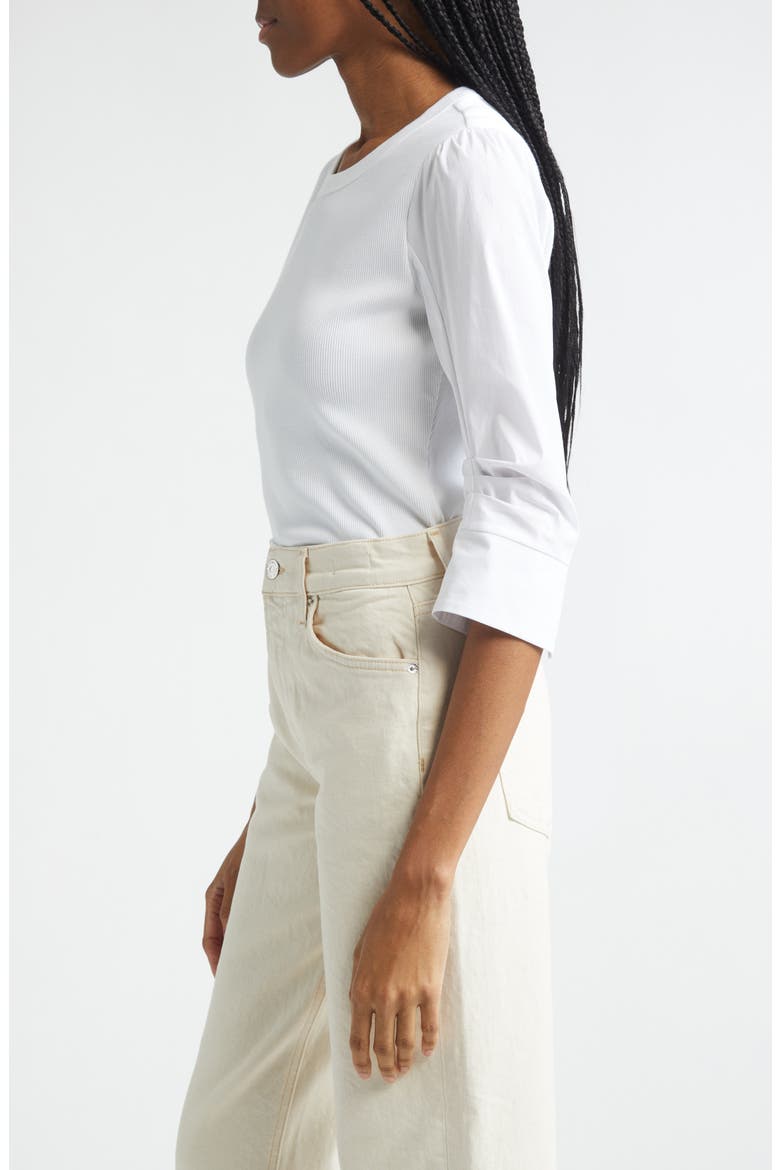 Junia Mixed Media Top, Alternate, color, WHITE