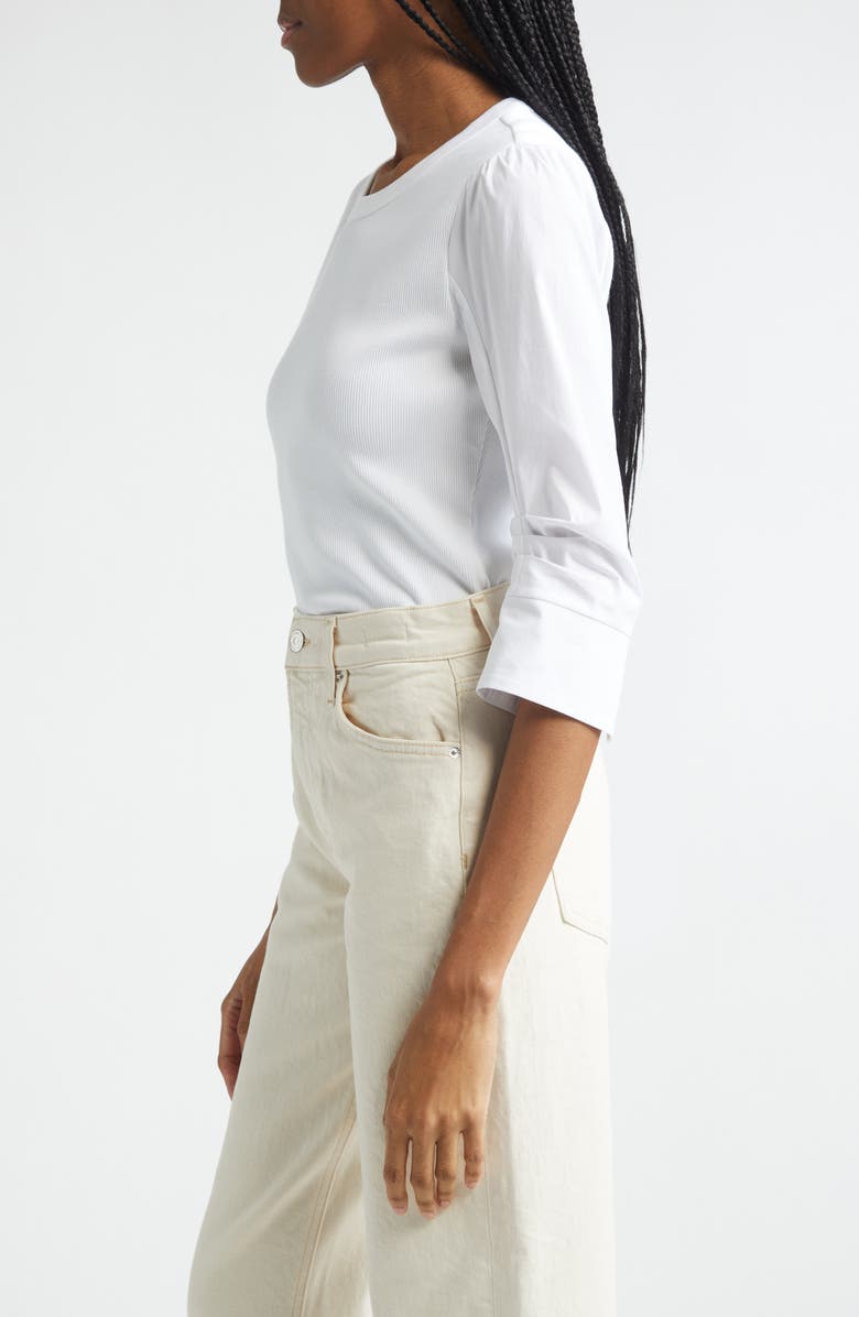 Veronica Beard Junia Mixed Media Top, Alternate, color, White