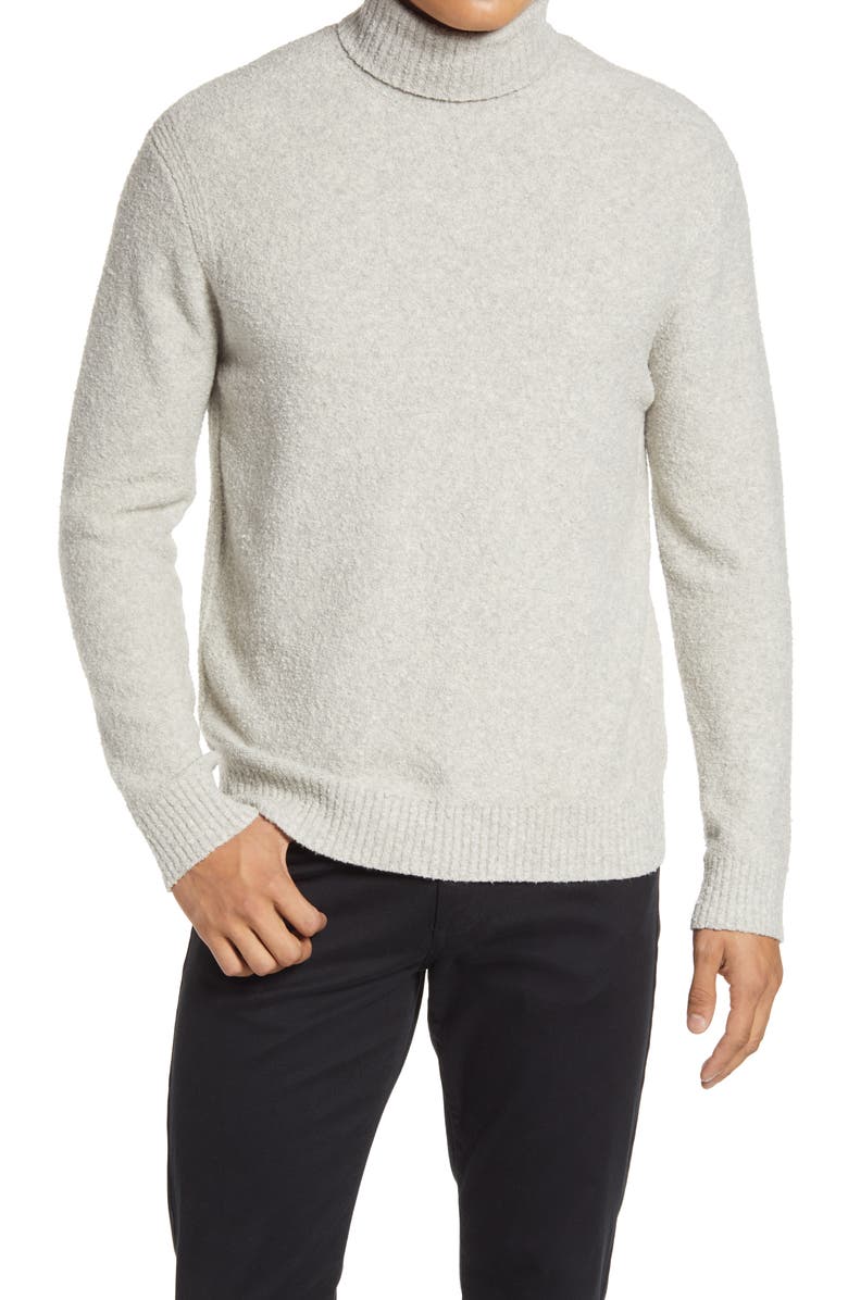 Club Monaco Bouclé Cotton Blend Turtleneck Sweater, Main, color, 