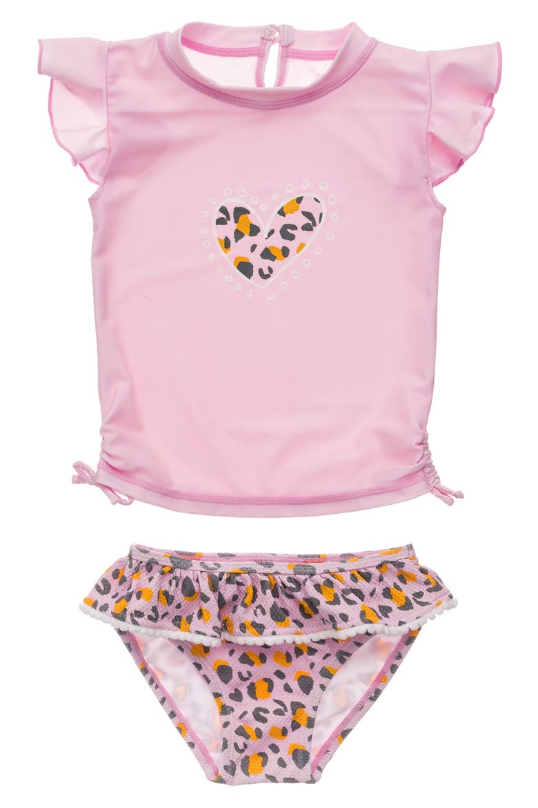 Leopard Love Ruffle Two-Piece Swimsuit, Main, color, PINK