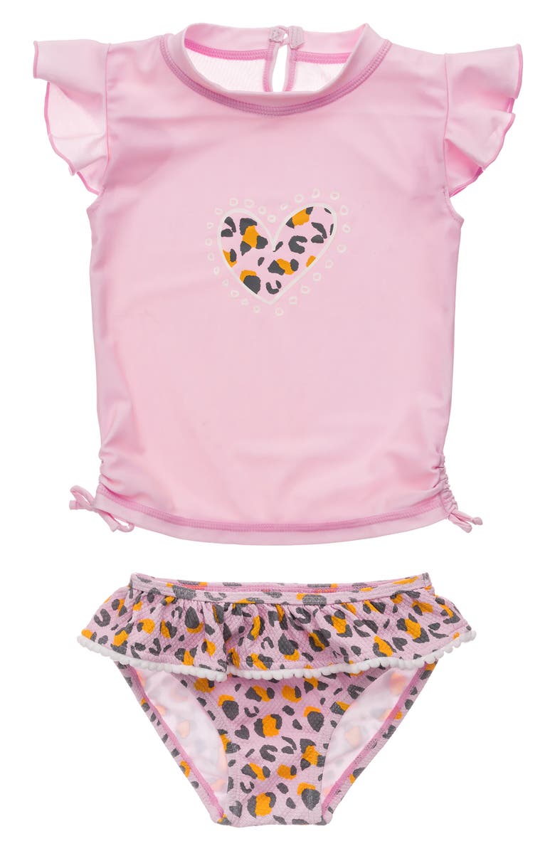 Snapper Rock Leopard Love Ruffle Two-Piece Swimsuit, Main, color,