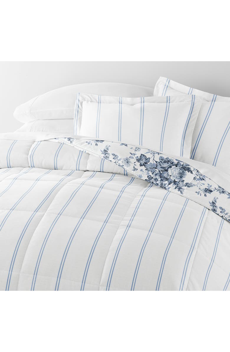 IENJOY HOME Rose Stripe Reversible 3-Piece Comforter Set, Alternate, color, Stone