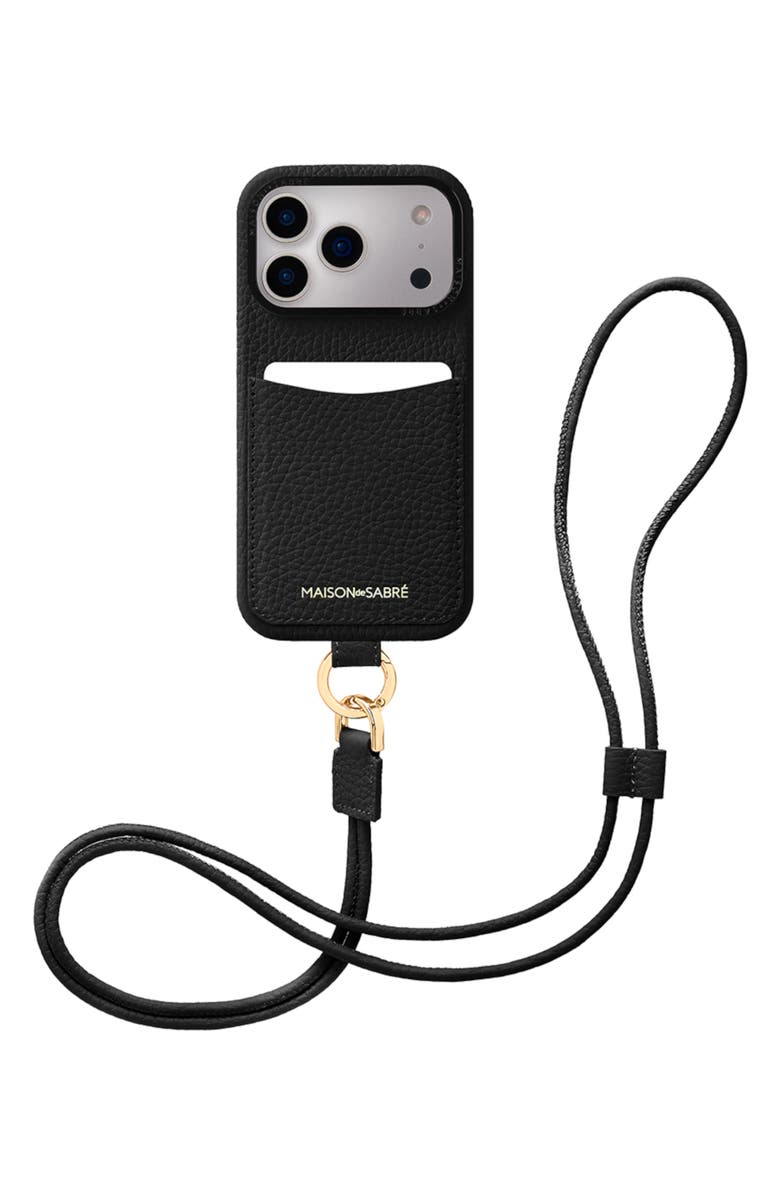 MAISON de SABRÉ Sling Phone Case, Alternate, color, Black Caviar