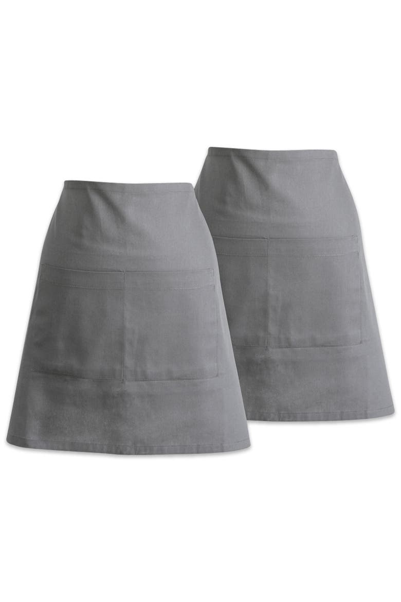 Bistro Solid Waist Apron Set/2 Gray, Main, color, Grey