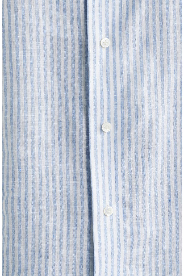 Crown Crafted Astino Lino Stripe Linen Button-Up Shirt, Alternate, color, BLUE FROST