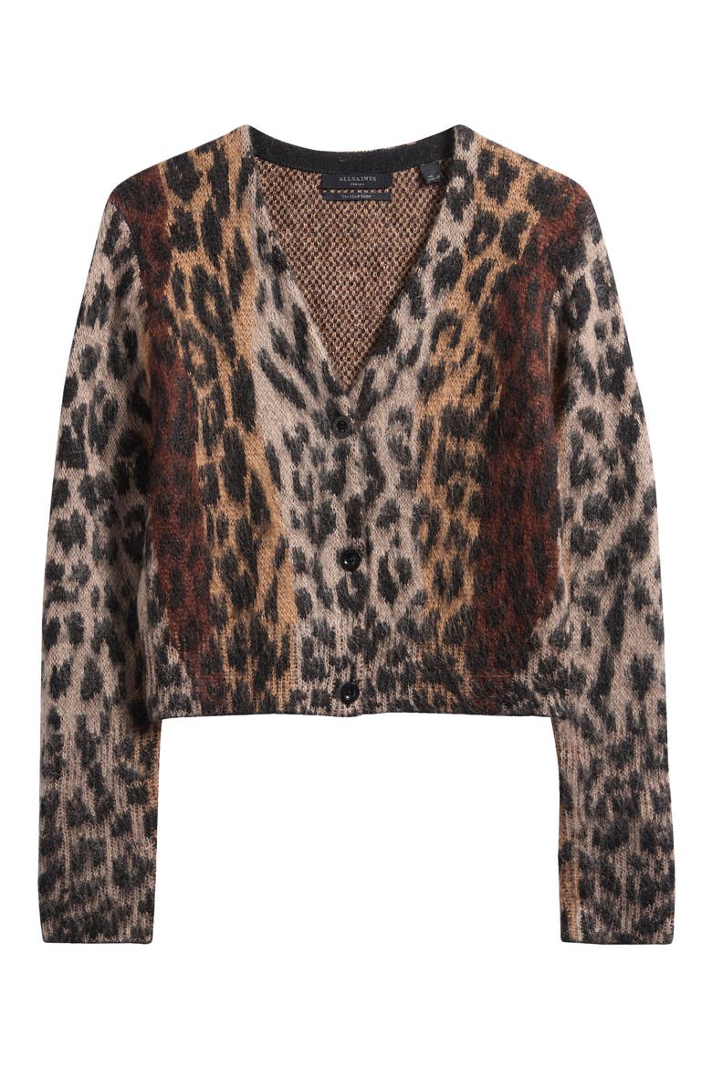 Wick Lex Leopard Jacquard Cardigan, Alternate, color, LEOPARD BROWN
