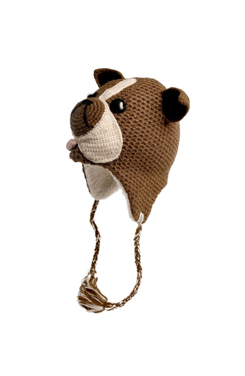 Nirvana Designs Crochet Bulldog Hat, Alternate, color, Brown