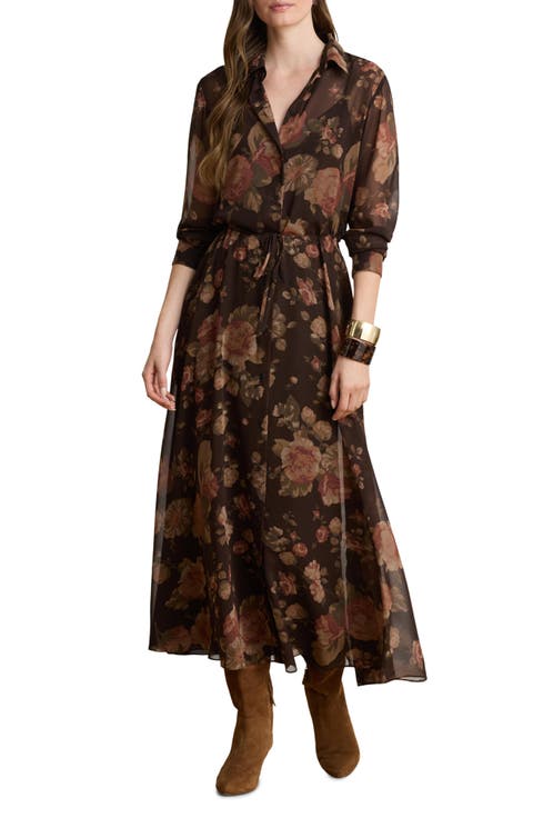 Floral Chiffon Long Sleeve Shirtdress