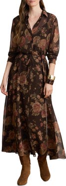 Lauren Ralph Lauren Floral Chiffon Long Sleeve Shirtdress