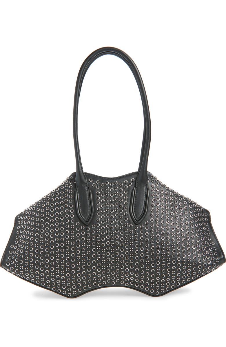 McQueen Medium Manta Grommet Leather Handbag, Alternate, color, Black/ Silver