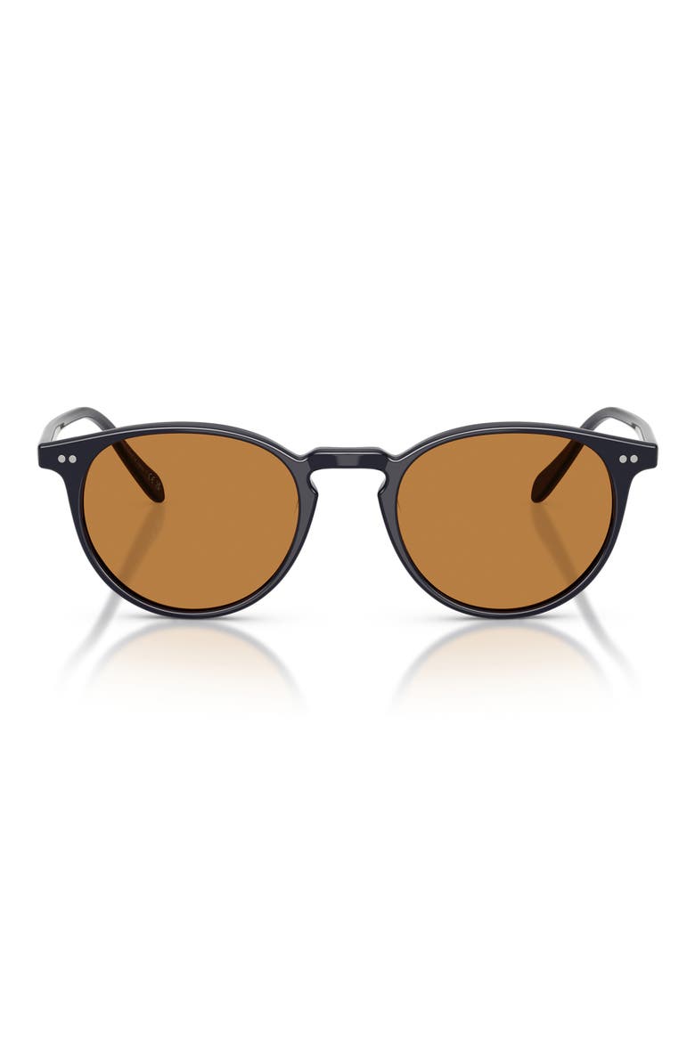 Riley 49mm Round Sunglasses, Main, color, HANADA INDIGO / COGNAC