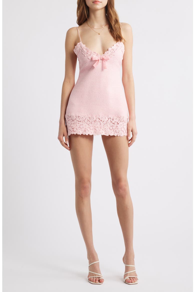 Meva Lace Trim Sleeveless Minidress, Main, color, STRAWBERRY SPRITZ
