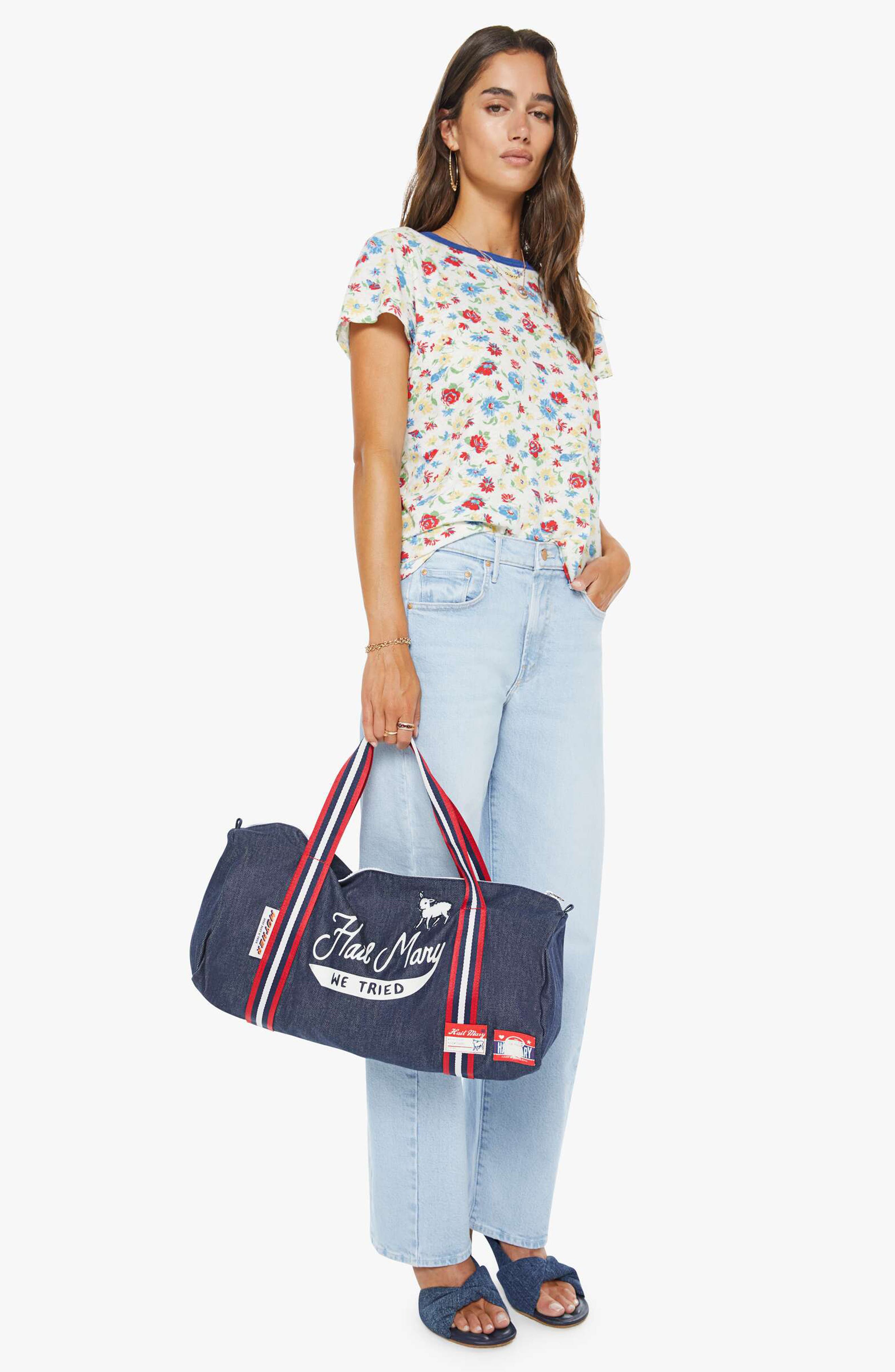 Sporty Denim Duffle Bag, Alternate, color, DIRTY LAUNDRY