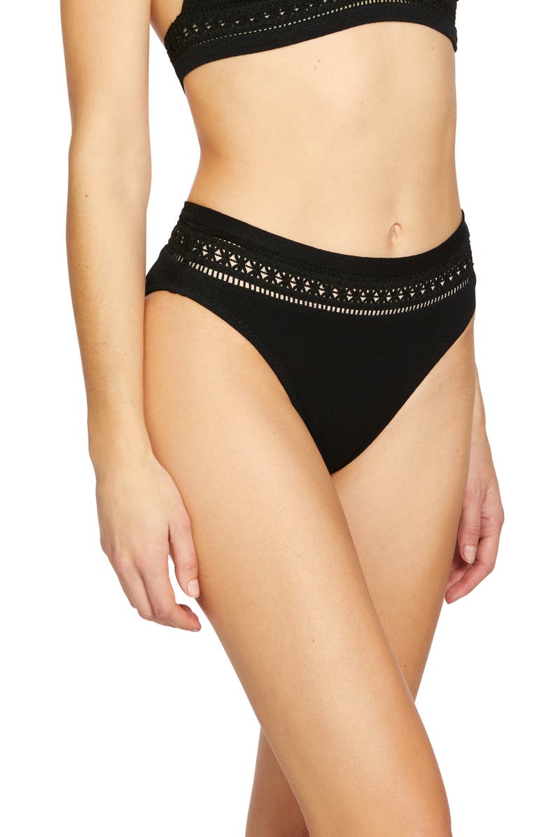 Robin Piccone Isabelle High Waist Bikini Bottoms, Alternate, color, Black