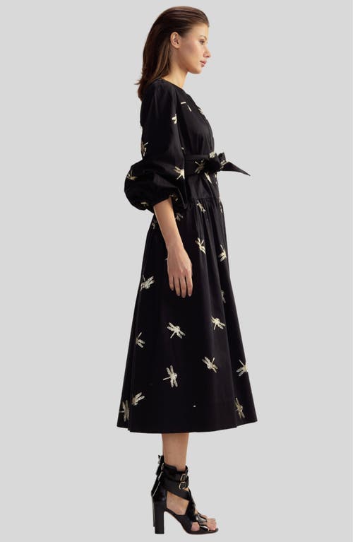 Shop Cynthia Rowley Cotton Sateen Shirt Dress In Black Gold