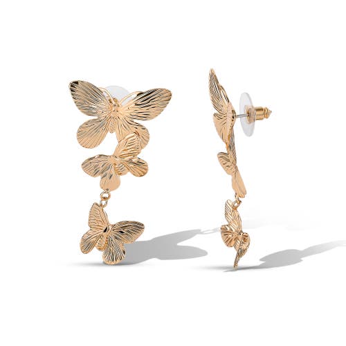 Jessica Simpson Cascading Butterfly Gold-tone Drop Earrings In Gold