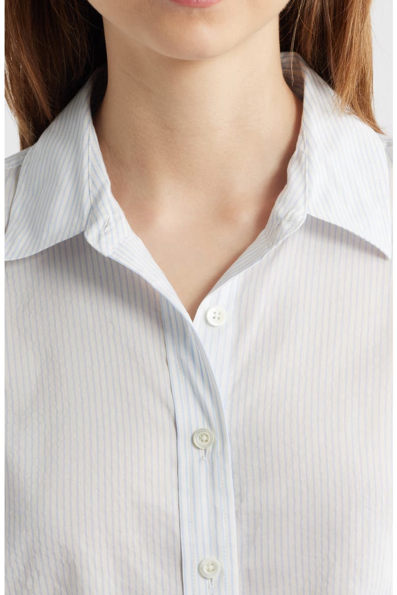 Stripe Cotton & Silk Button-Up Shirt, Alternate, color, LIGHT CHAMBRAY MULTI
