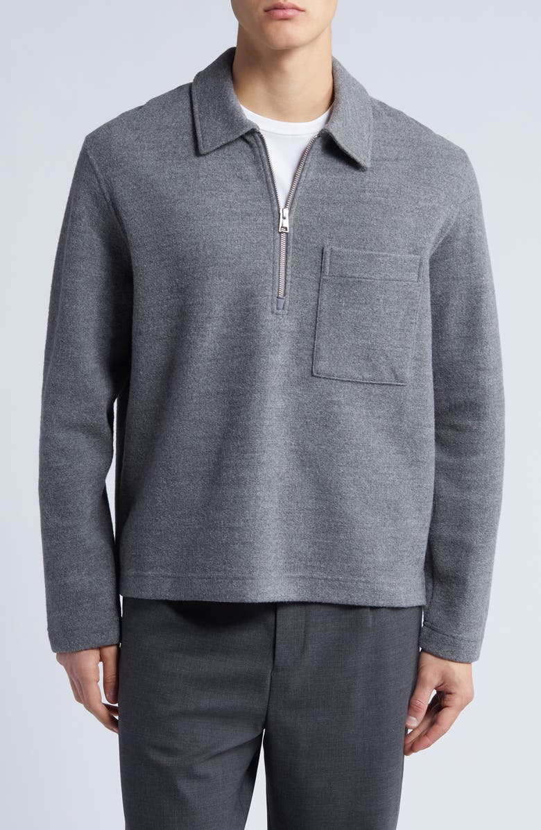 COS Relaxed Fit Wool Blend Half Zip Sweatshirt, Main, color, 