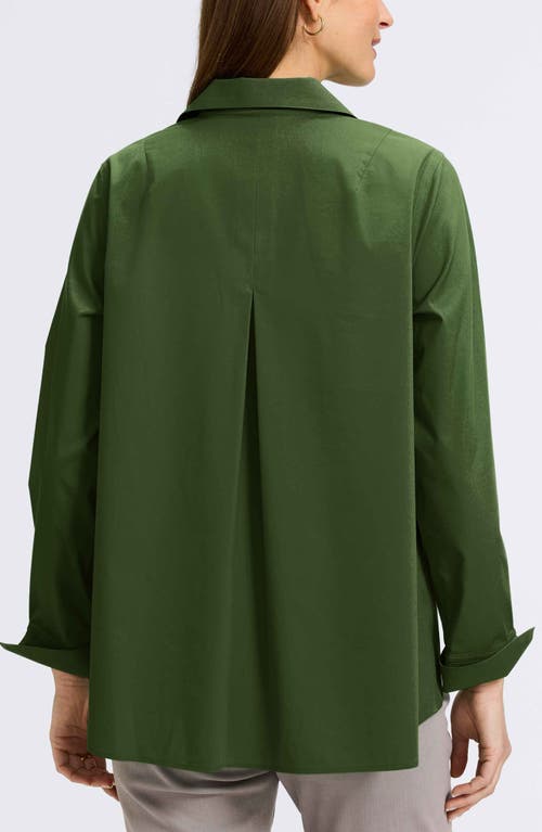 Foxcroft Agnes Split Cuff Popover Blouse In Basil