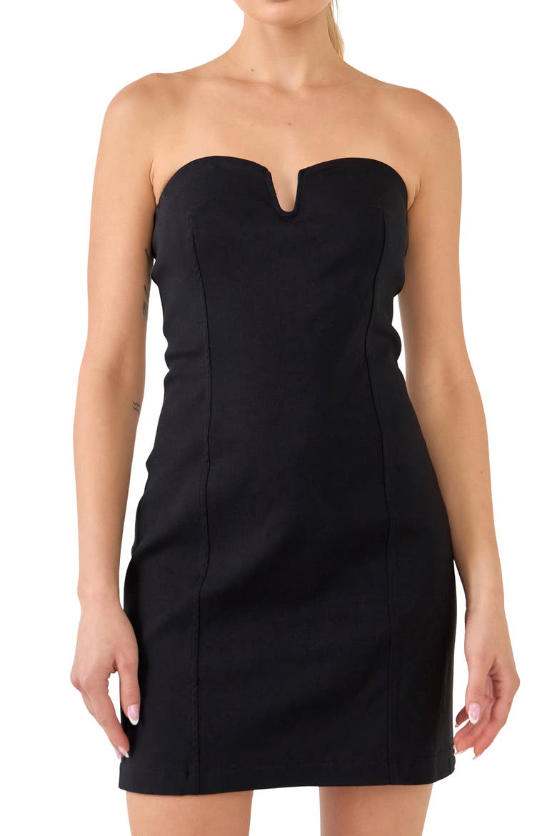 Strapless Minidress, Alternate, color, BLACK