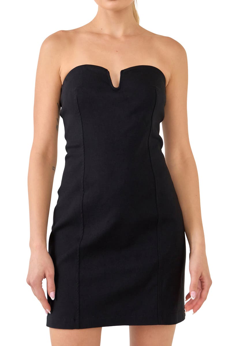 Endless Rose Strapless Minidress, Alternate, color, Black