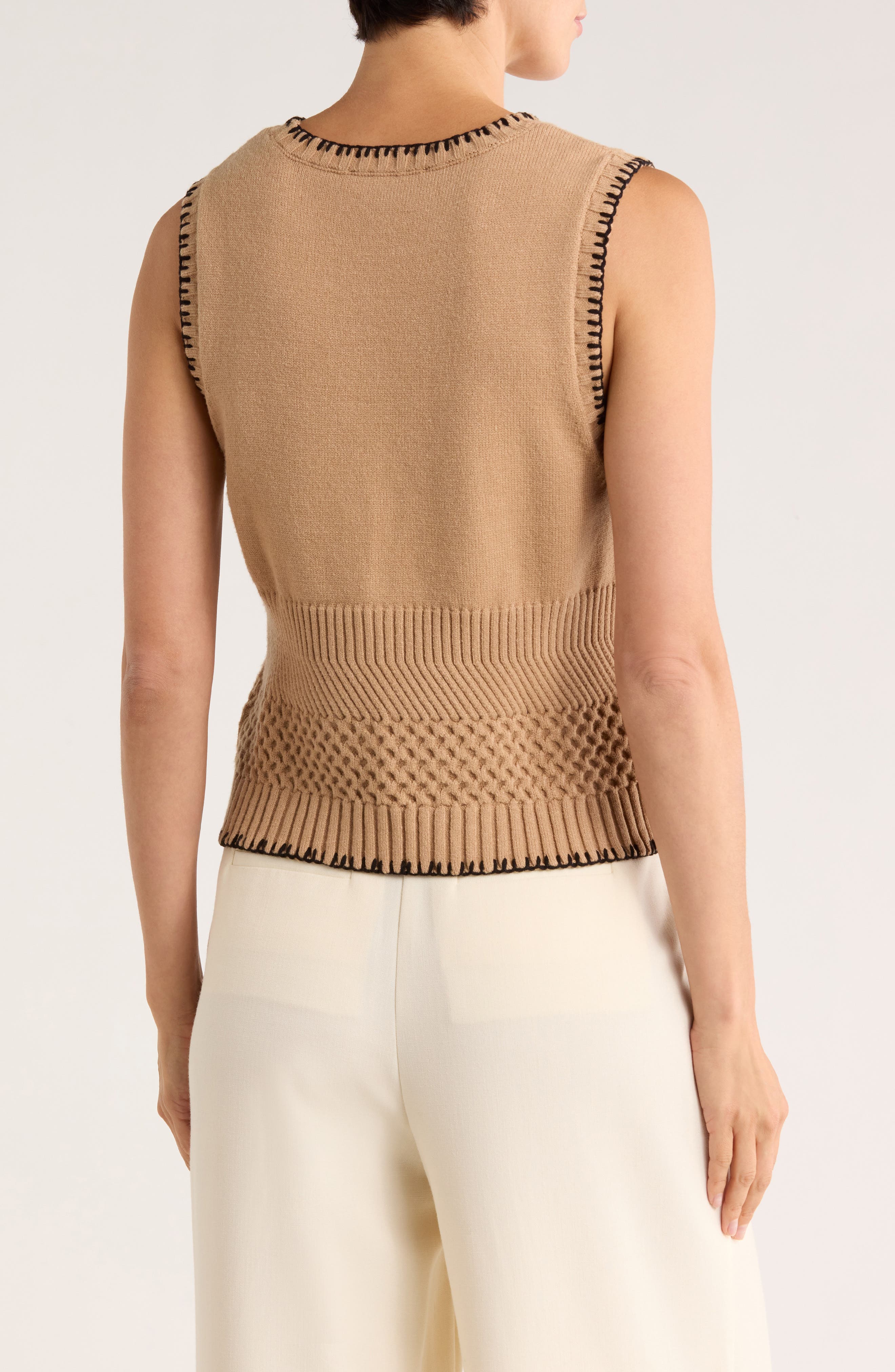Whipstitch Texture Sleeveless Sweater - image 2