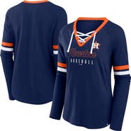 FANATICS Women's Fanatics Navy Houston Astros Won & Done Raglan Lace-Up Long Sleeve T-Shirt