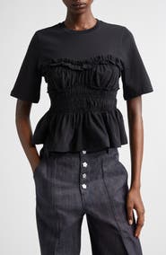 Cecilie Bahnsen Vilde Shirred Peplum T-Shirt