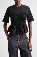 Cecilie Bahnsen Vilde Shirred Peplum T-Shirt