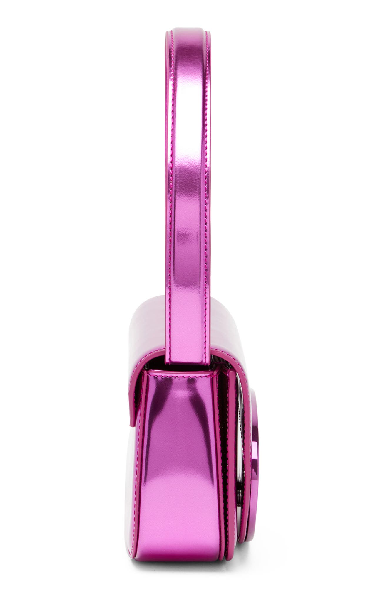 DIESEL<sup>®</sup> Oval D Buckle Metallic Leather Shoulder Bag, Alternate, color, Fuschia