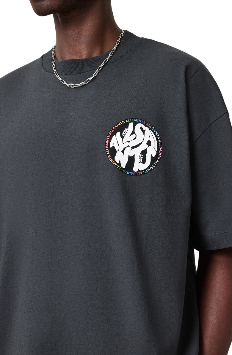 AllSaints Pride Distortion Oversize Graphic T-Shirt, Alternate, color,