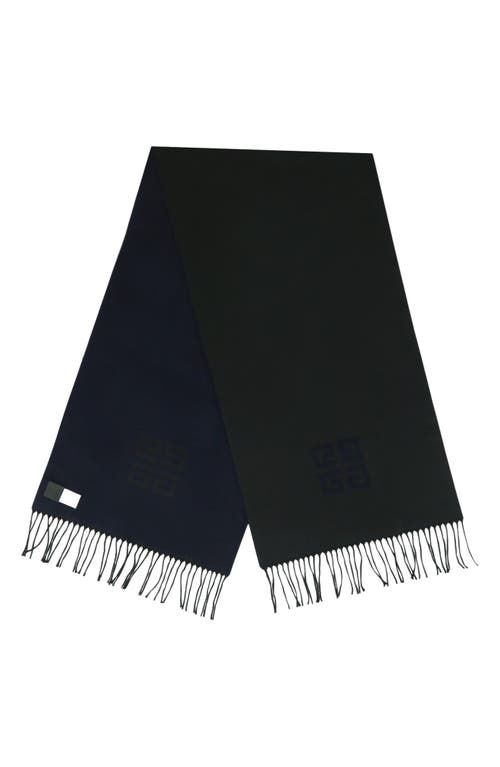 Givenchy 4g Fringe Wool Scarf In Navy Black