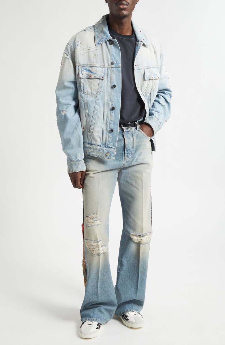 AMIRI Patchwork Bootcut Jeans, Alternate, color, Driftwood Blue
