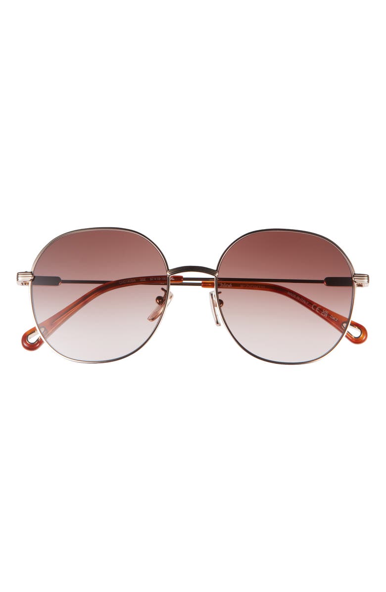 Chloé 57mm Round Metal Frame Sunglasses, Main, color, Gold Gold Brown