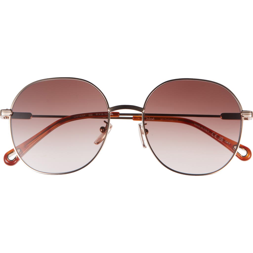 Chloé 57mm Round Metal Frame Sunglasses In Multi