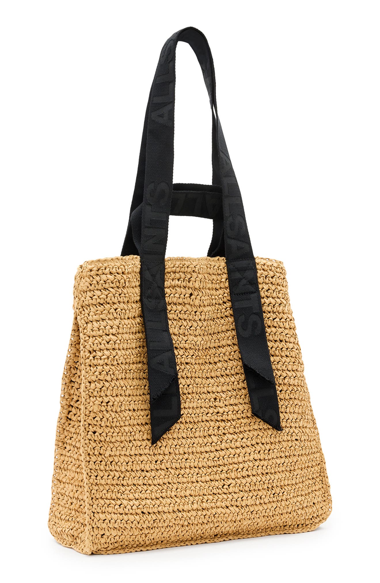 AllSaints Lullah Straw Tote Bag, Alternate, color, Almond